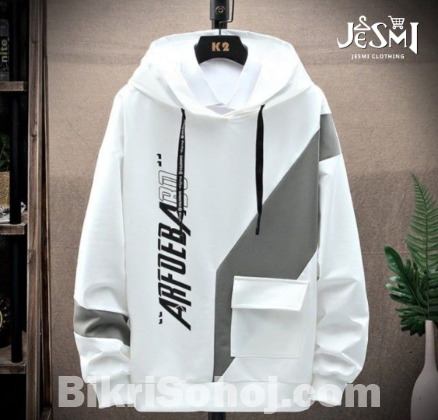 Men`s Exclusive White Printed Hoodie